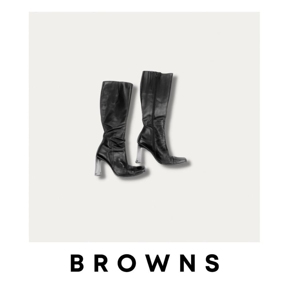 Browns Square Toe Boots Clear Heel